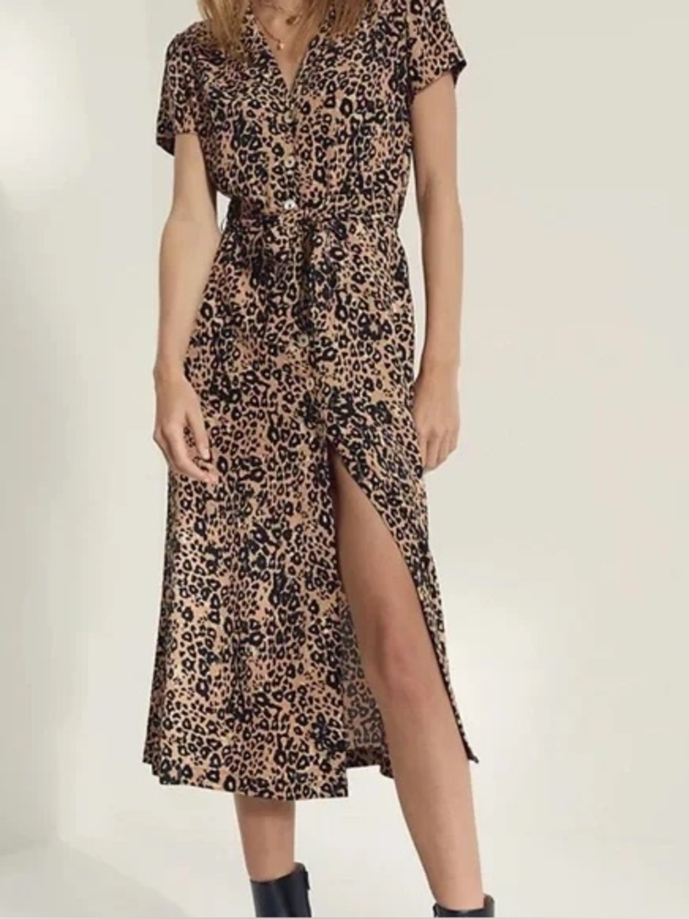 Aritzia Wilfred Leopard Shirt Dress Size XS